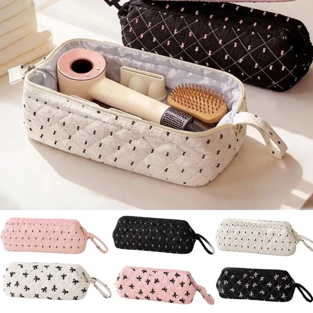 Multi-Purpose Hair Dryer Storage Bag Dustproof Multi-Functional Curling Iron Pouch Zipper Closure Large Capacity Cosmetics Bag