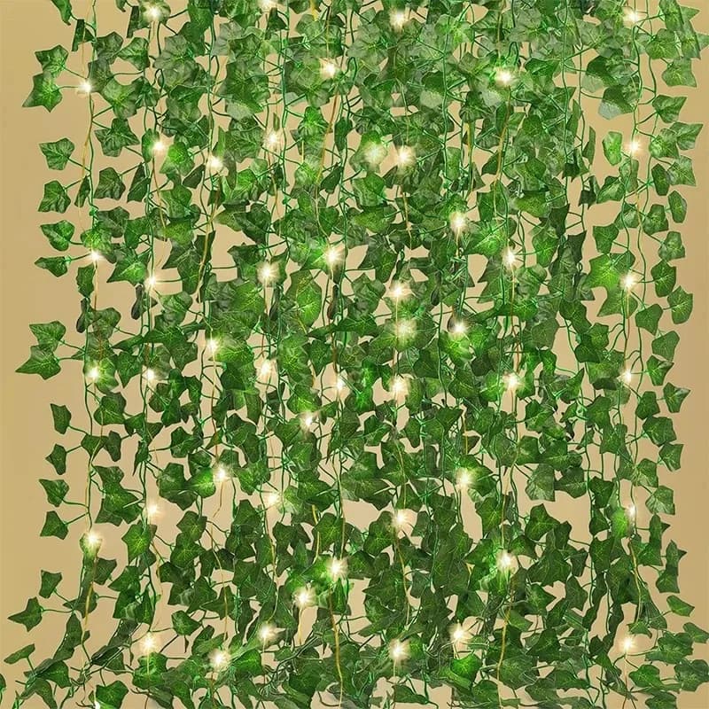 Green Ivy 210cm LED Light String Leaf Artificial Garland Plant Hanging Suitable for Room Garden Office Wedding Wall Decoration