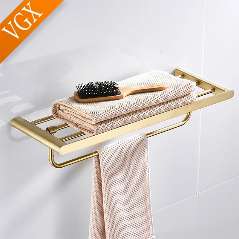 VGX Porta asciugamani da bagno in oro Porta asciugamani in acciaio inossidabile Porta asciugamani da bagno mobile pieghevole Accessori hardware per il bagno Grigio