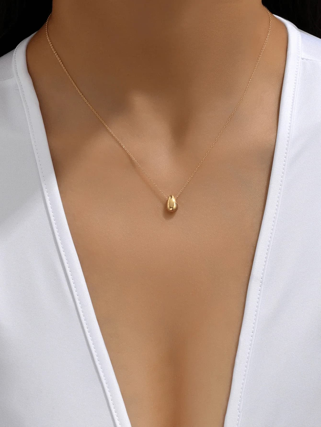 Collana minimalista con pendente a goccia d'acqua per donna, gioielli estivi in acciaio inossidabile placcato oro
