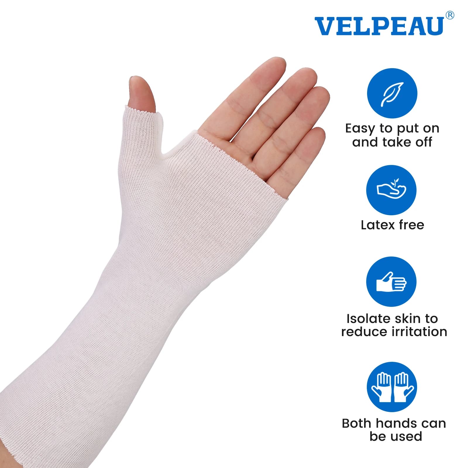 VELPEAU Stockinette tubolare, fodera elastica per il polso per la protezione della pelle e meno irritazioni, calzini traspiranti per stecca 10 pezzi