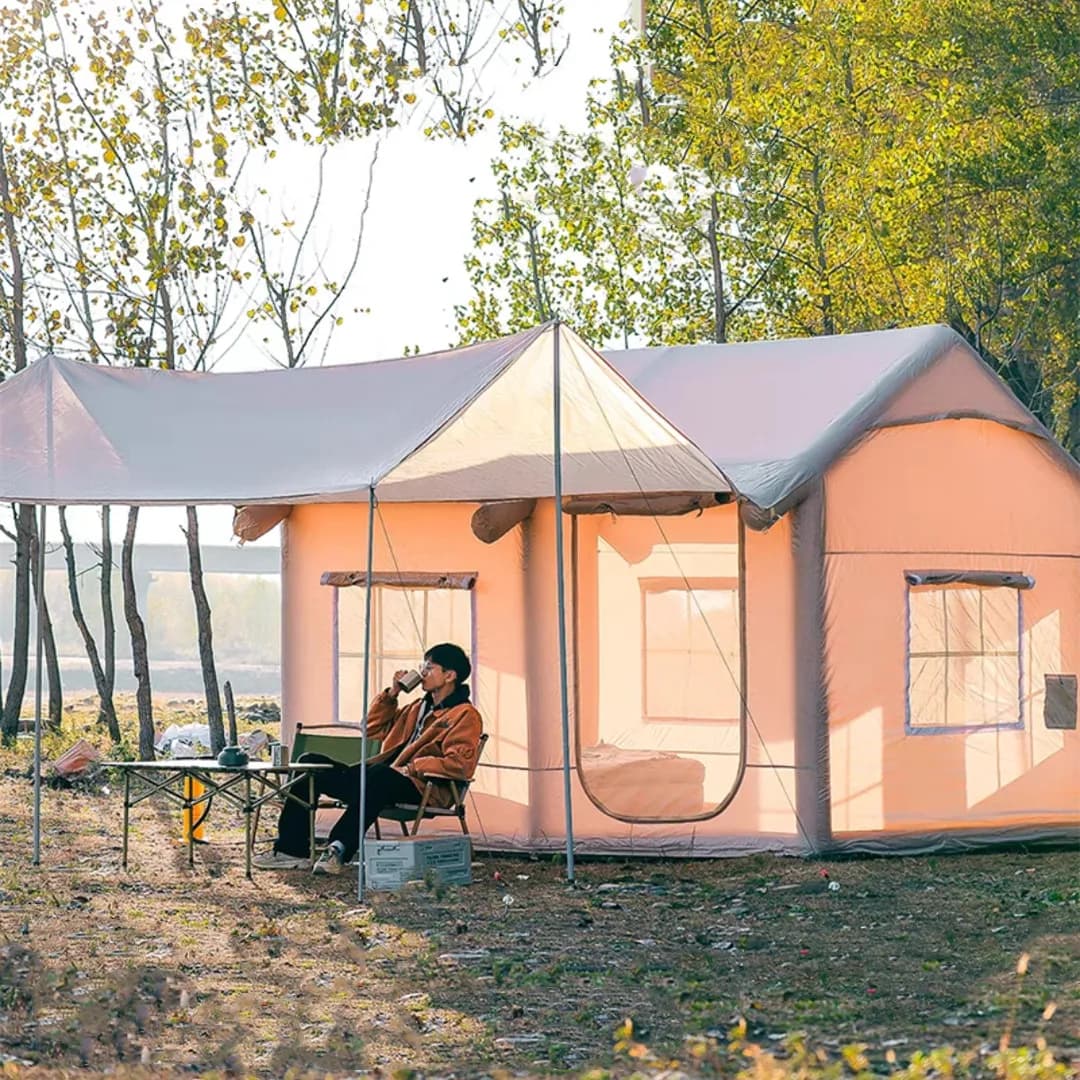 Tenda Gonfiabile Portatile ST per 4-6 Persone, Impermeabile in Tela Oxford PVC per Campeggio