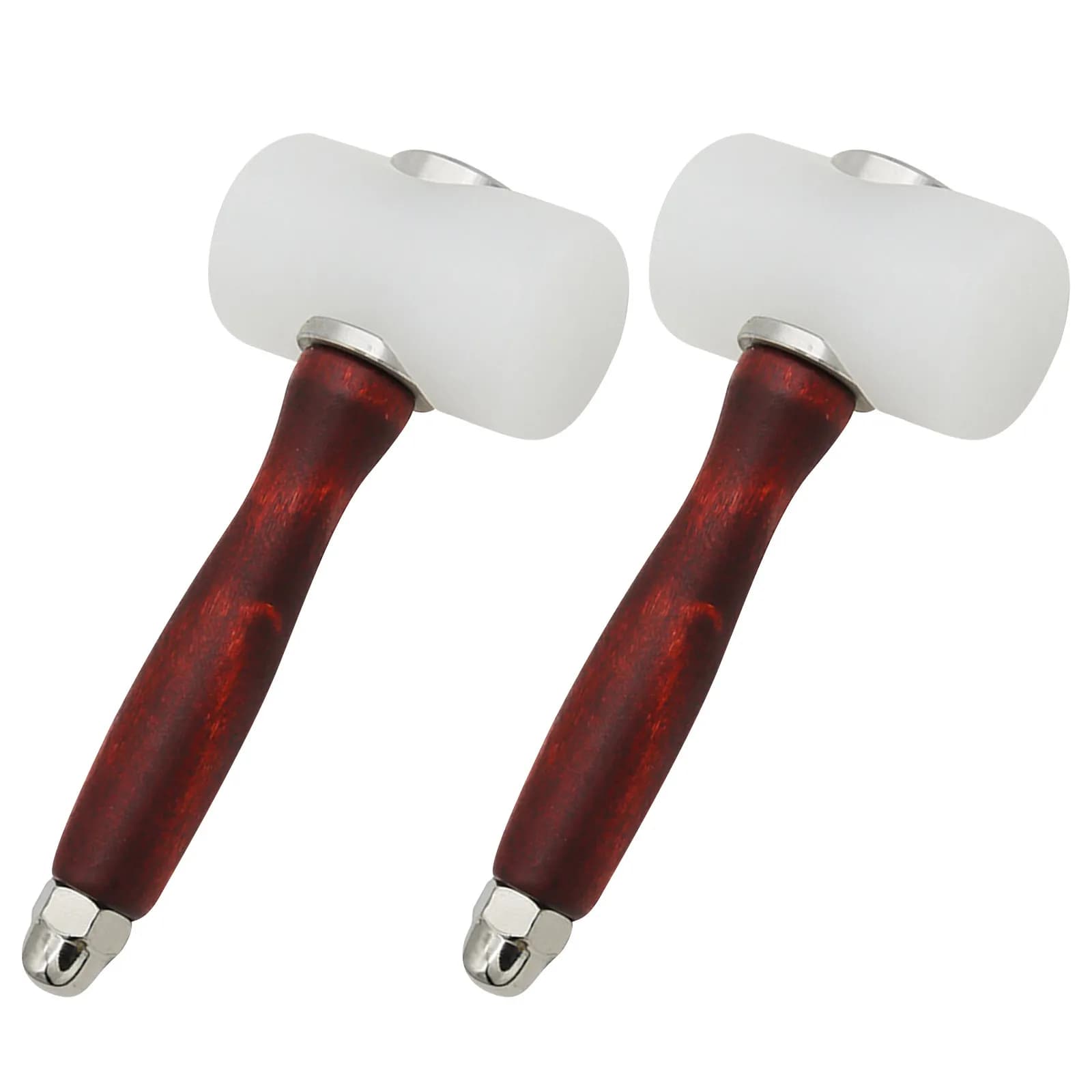 Set of 2 Nylon Double Head Engraving Hammers with Wood Handle for Precision Machining, Punching, Sewing, Fai-da-Te, Wallets, Bags