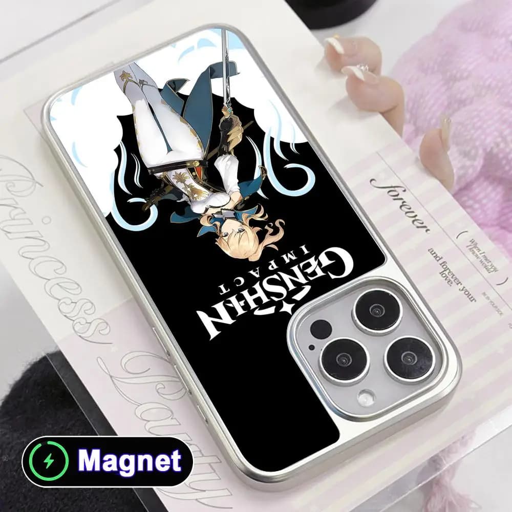 Custodia per telefono Game GI Jean per iPhone 17 16 15 14 13 12 11 Air Pro Max Plus, Cover Magnetica Argento Galvanizzato