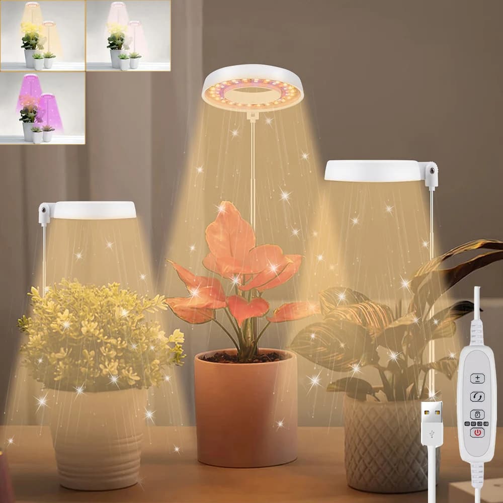 Angel Ring Growing Lights for Indoor Plant Lamp Halo Full Spectrum USB with Timer Pot Flower Grows Light