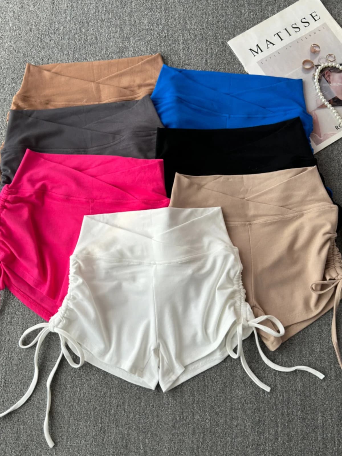 Sexy High-Waist Drawstring Fitness Yoga Shorts Women's Summer Sports Shorts Tummy Control Butt Lifting Hot Pants