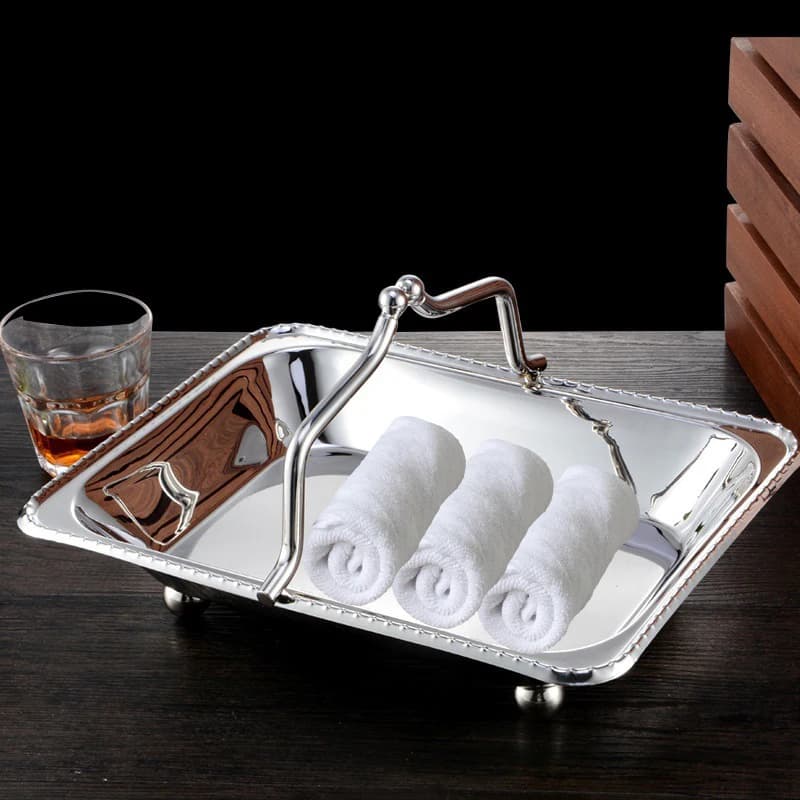 Vassoio Porta Asciugamani in Acciaio Inox, Cesto Creativo per Frutta, Vassoio in Metallo per Hotel di Lusso, Bar, KTV, Utensili da Tavola in Stile Europeo