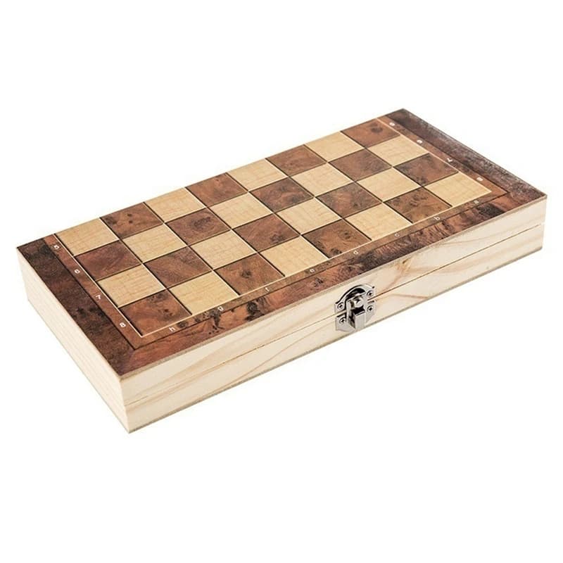 Gioco da tavolo pieghevole in legno con scacchi Backgammon 3 in 1 pieghevole in legno