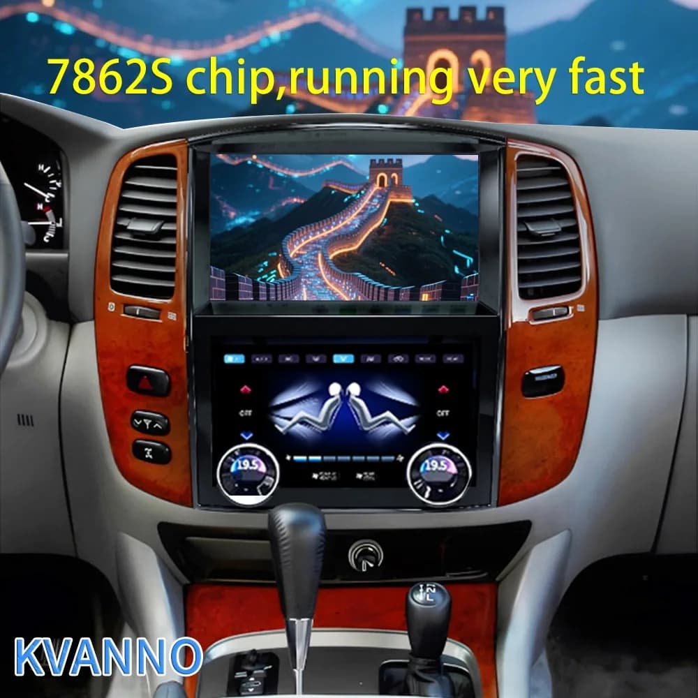 Android15 Auto Double Screen For Toyota Land Cruiser 100 LC100 Lexus LX470 1998-2007 Auto Multimedia + air conditioning control system
