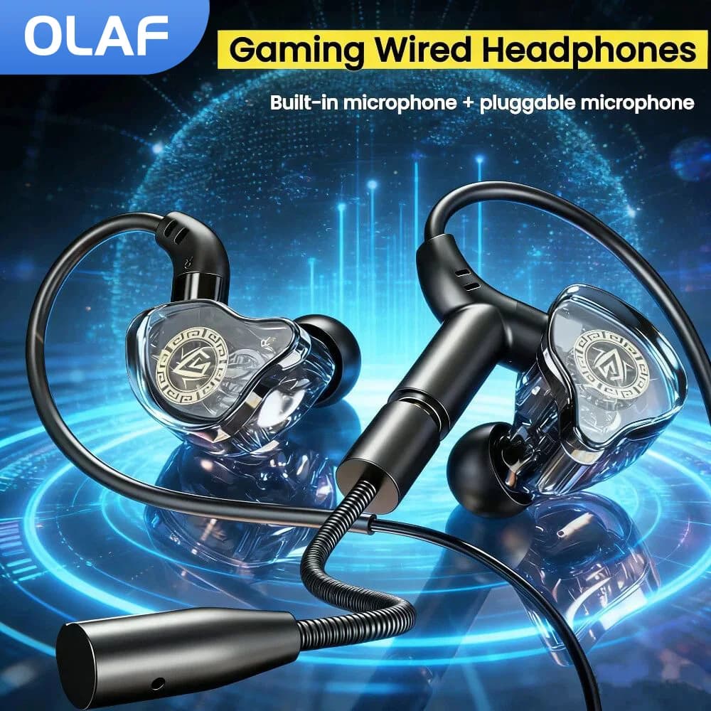 3.5 mm/Type C wired gaming headphones with integrated microphone, wired earphones, HiFi stereo headphones, telephone sports gaming headphones