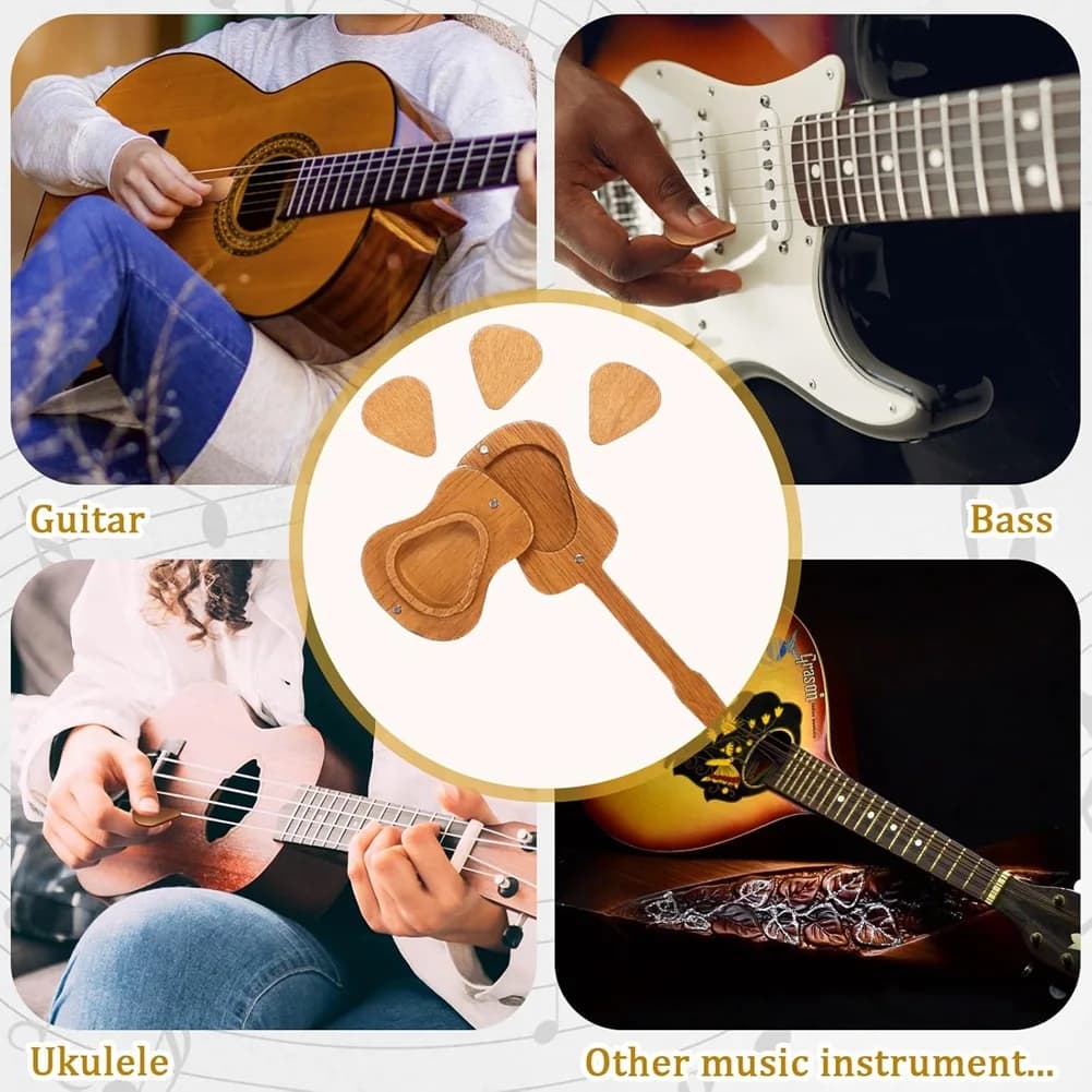 【Nuovo coupon per utenti!】 Scatola per plettri per chitarra con 6 plettri, scatola in legno per plettri per chitarra acustica, per regalo, strumento musicale, chitarra B