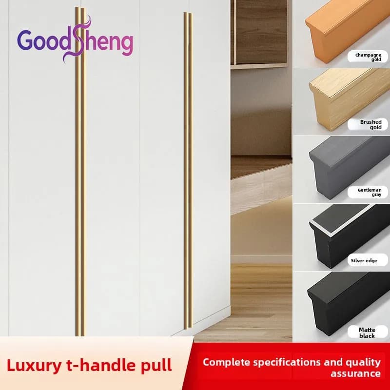 GOODSHENG American Simple Black Aluminum Alloy Furniture Handle Kitchen Cabinet Door Pulls Drawer Knobs Cabinet Handle