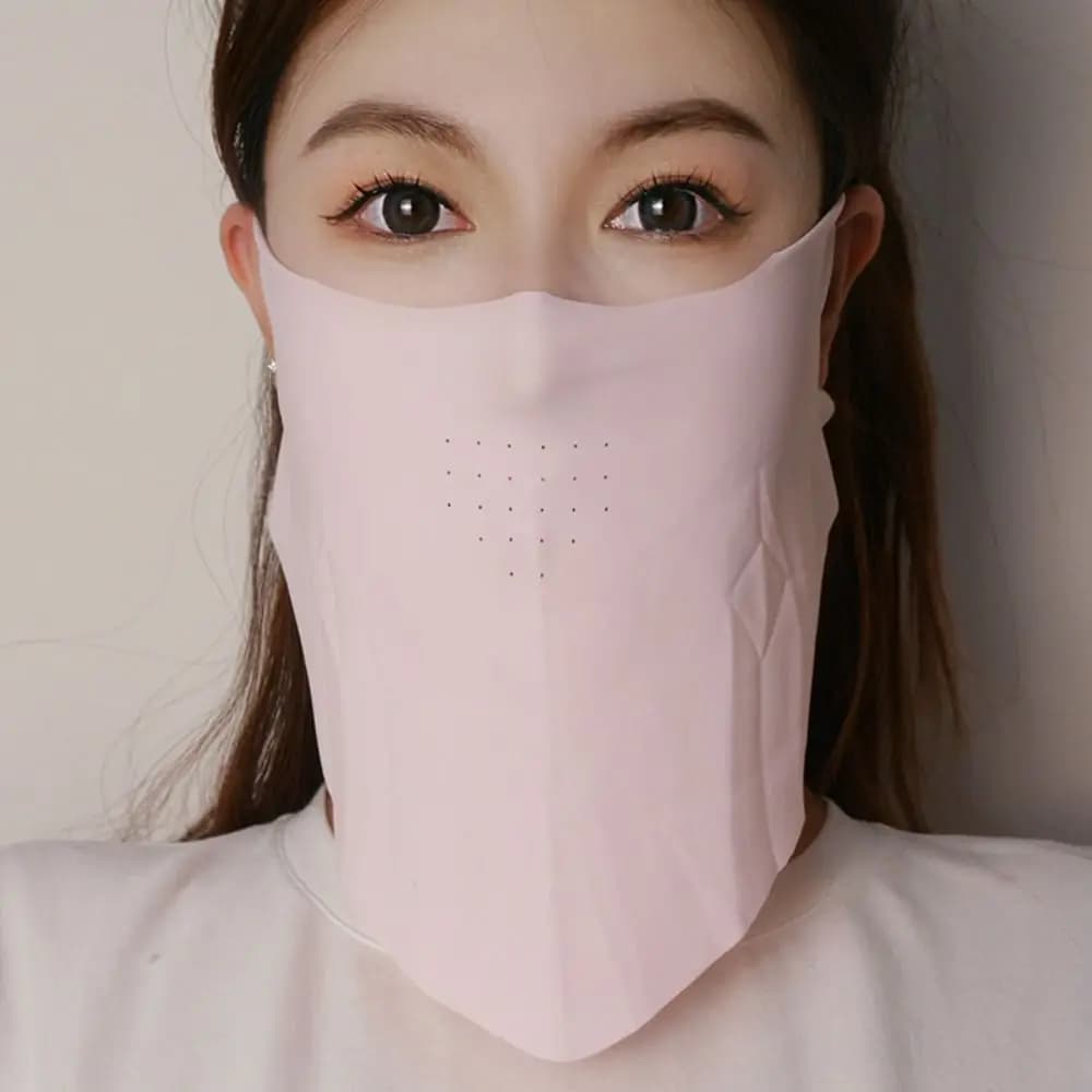 Maschera Solare Monocolore Estiva, Sciarpa Copriviso Anti-UV, Protezione Collo, Copertura Viso in Seta Ghiaccio per Ciclismo