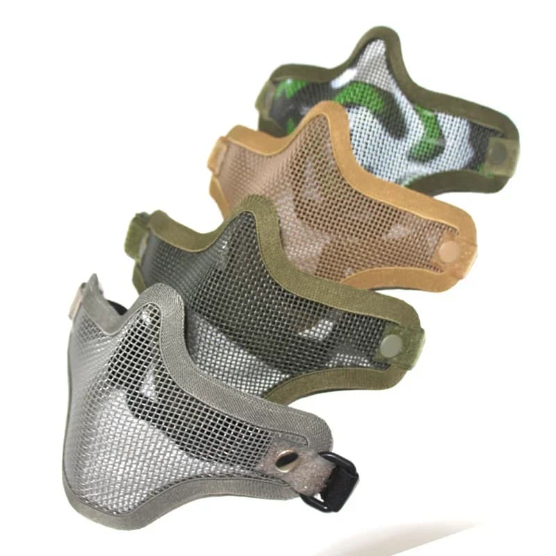Maschera tattica per paintball Maschera mezza faccia in maglia metallica in acciaio Maschera protettiva per tiro Accessori per la caccia facciale sul campo