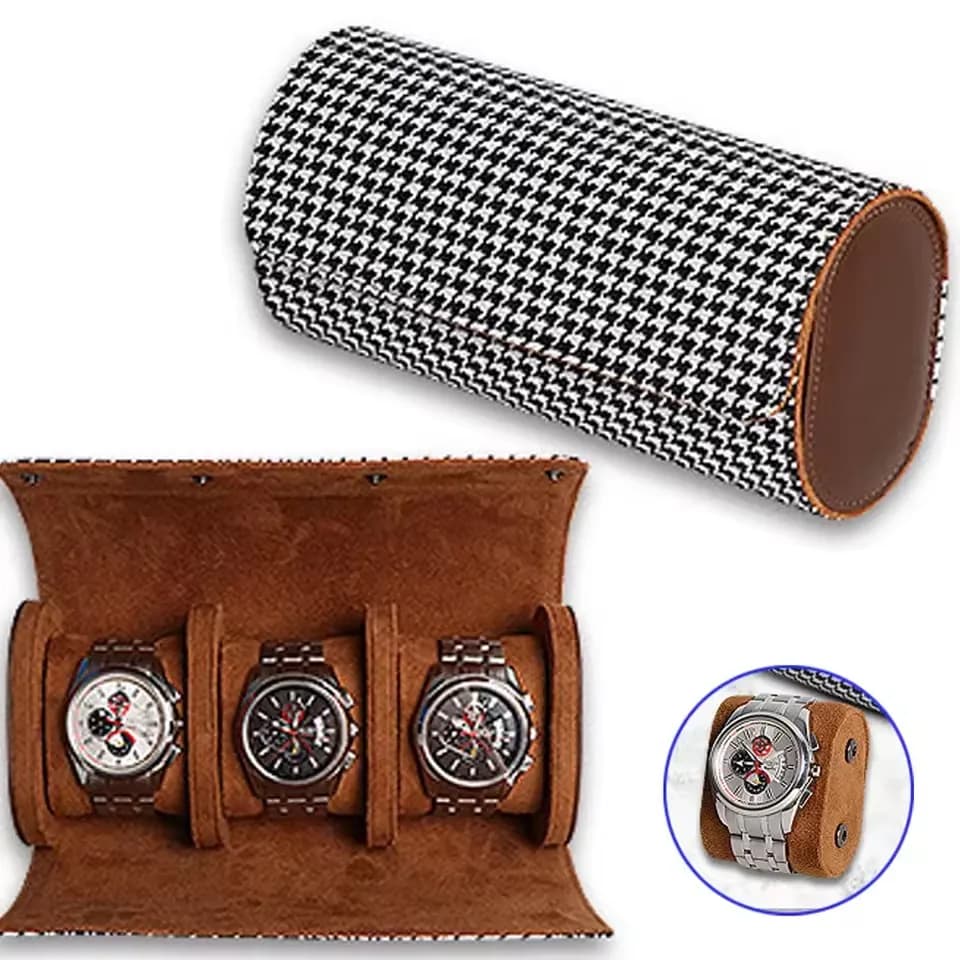 Custodia da Viaggio per Orologi - Organizzatore per 1/2/3 Orologi - Conservazione Sicura con Cuscini Rimovibili Innovativi e Divisori Robusti