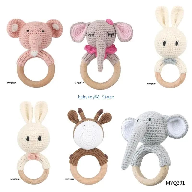 Y4UD BABY Rattle Toy Acrochet Giraffe Giraffe Teether Gym Music Rattle Ring-