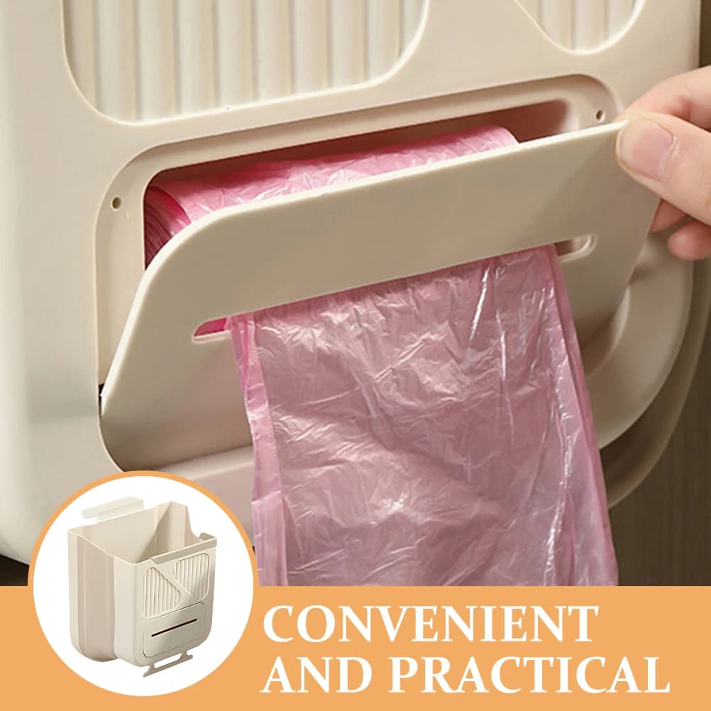 Cestino per Rifiuti da Cucina Pieghevole da Appendere, Contenitore per Compostaggio Resistente agli Schizzi, Facile Accesso, Bidone della Spazzatura in Plastica