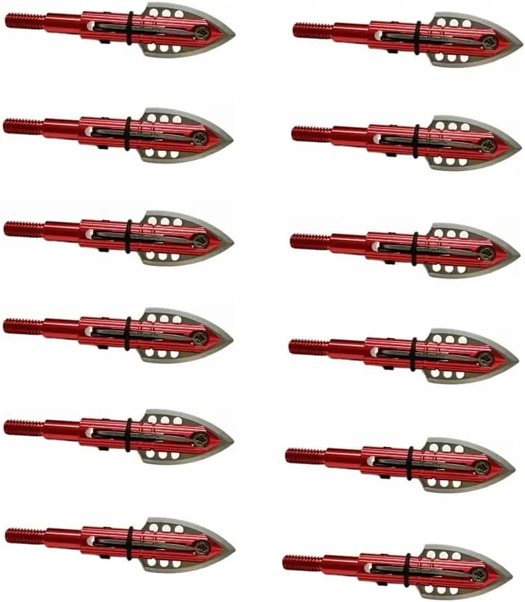 12pcs Hunting Broadheads 85 Grain Archery Broadheads 3-Blade Hunting Hybrid Mechanical Archery Tip 1.7" Cutting Dia for Compound, Recurve Bow & Crossbow