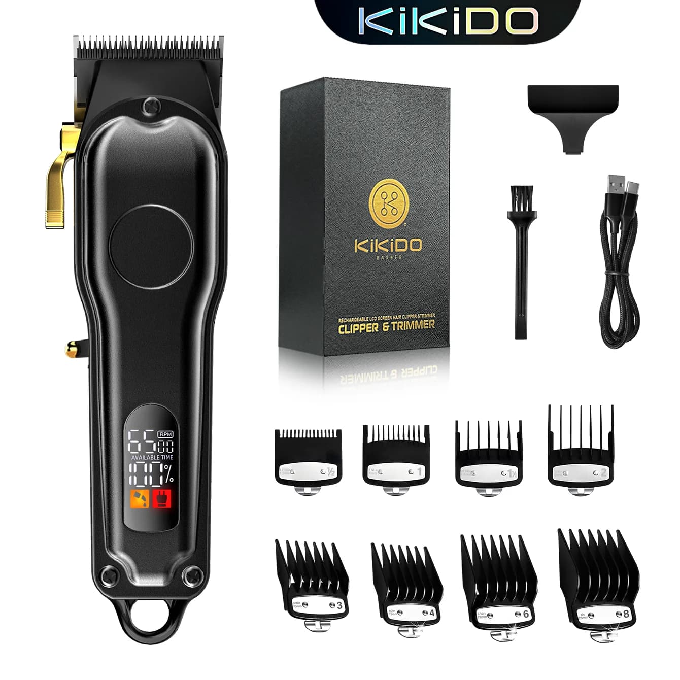 KIKIDO Professional haircut for men, rechargeable wireless haircuts, LCD display, haircut machine, shaving shaver