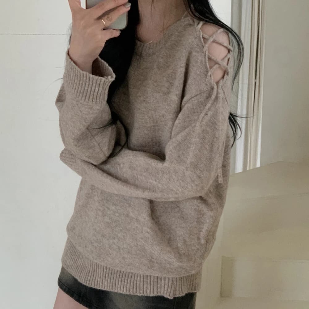 Abito in maglia sottile primaverile stile coreano, tinta unita, lunghezza midi, con cintura, nodo sulla spalla, maniche lunghe.