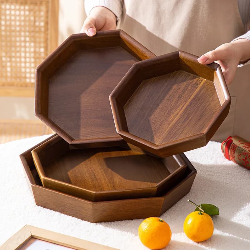 Scatola di frutta secca di anice stellato in legno massello vassoio di noci di lusso leggero per uso domestico snack candy place storage box pendolo