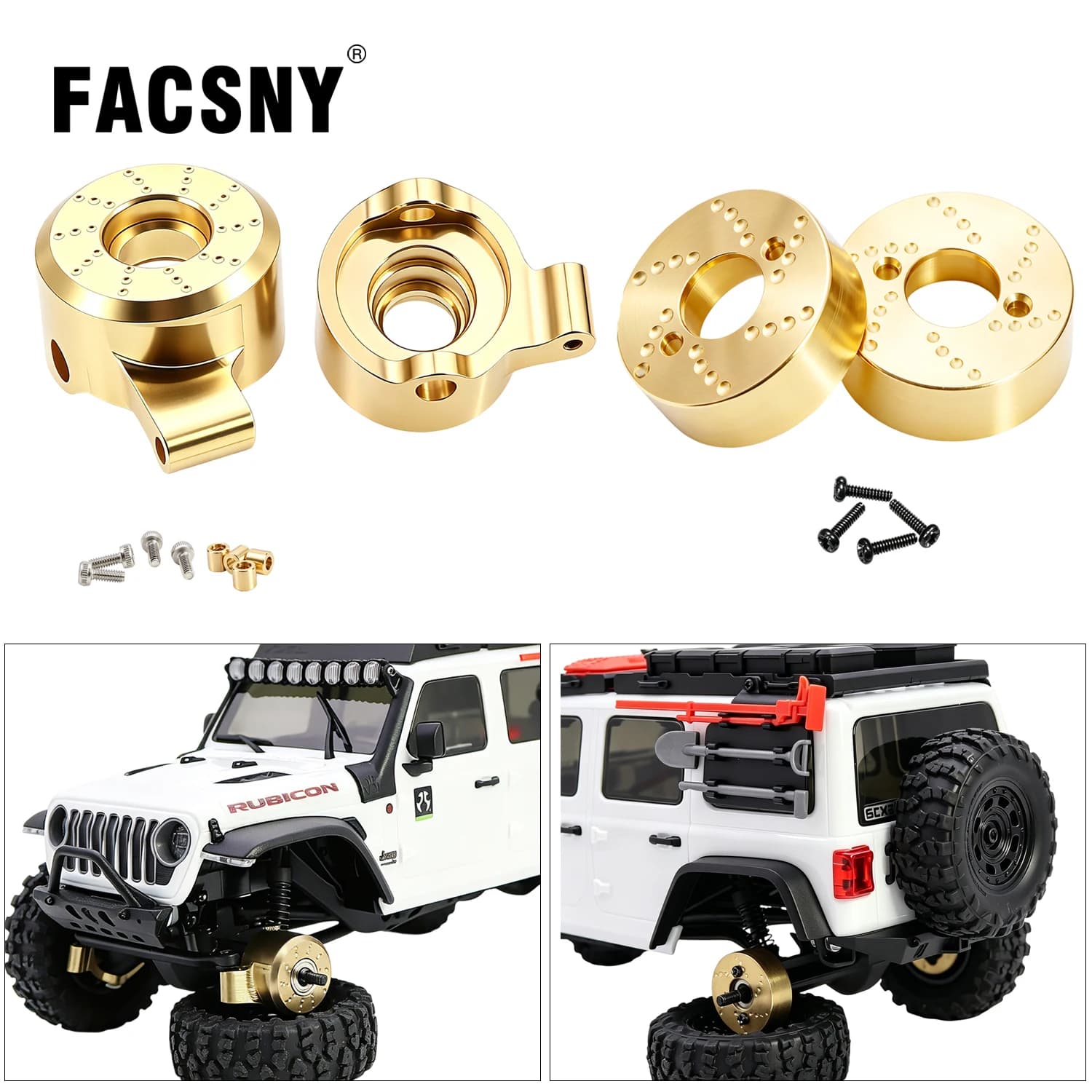 2PCS Brass Blocks Front Rear Axle Steering Knuckles Weights for 1/30 Axial SCX30 Bronco Wrangler K10 RC Crawler LCG Upgrade