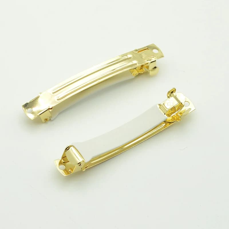 10 pezzi 8CM mollette francesi in metallo dorato con tubo in gomma bianca fermagli per capelli automatici a scatto semplice per accessori per capelli fai da te