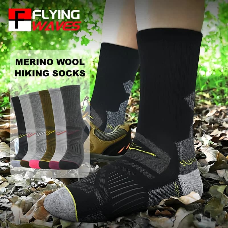 Outdoor Hiking Merino Wool Socks for Men Women Thick Terry Socks Winter Warm Snow Socks Soft Breathable Moisture Quick Drying