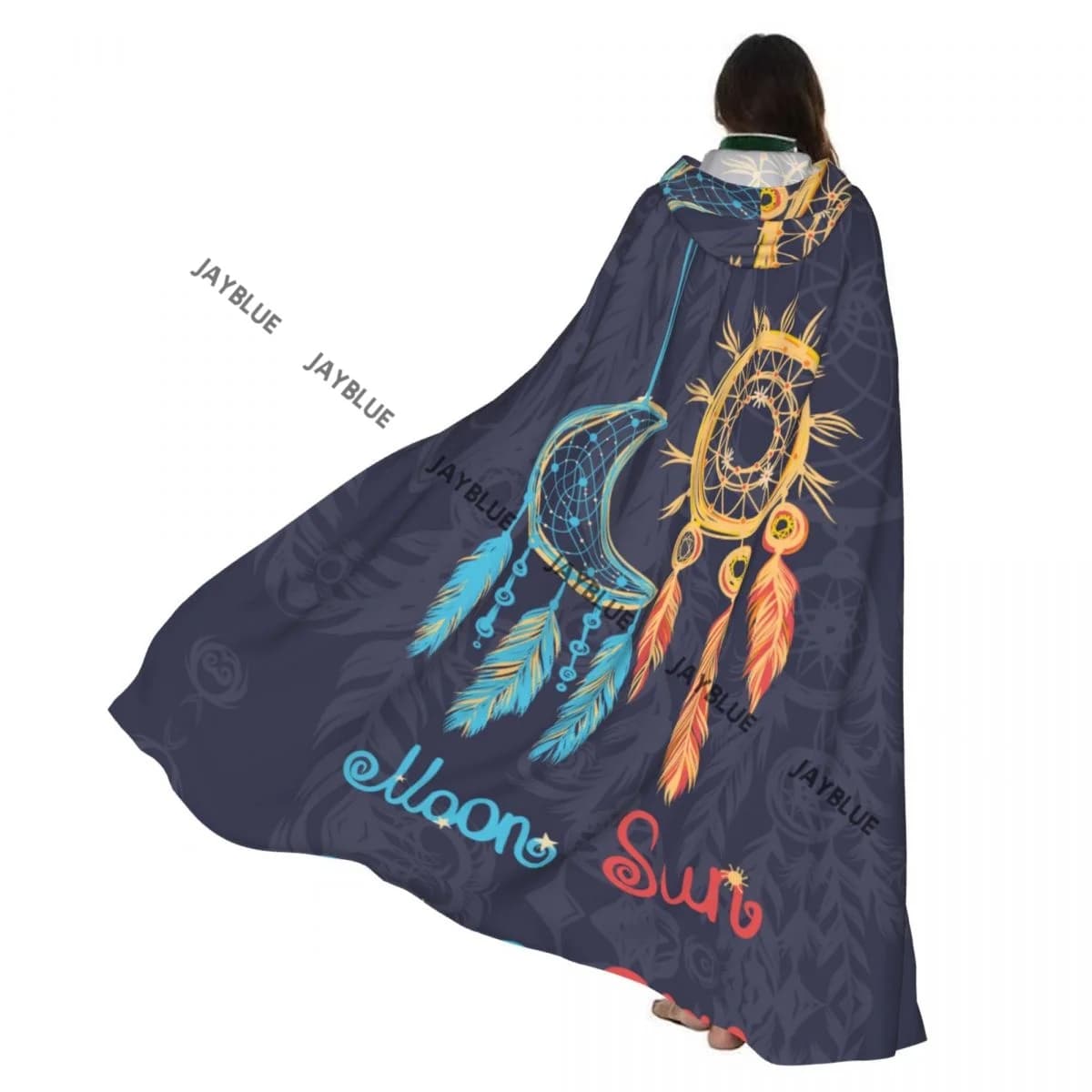 Dream Catchers Ethnic Tribal Elements Hooded Cloak Polyester Unisex Witch Cape Costume Accessory