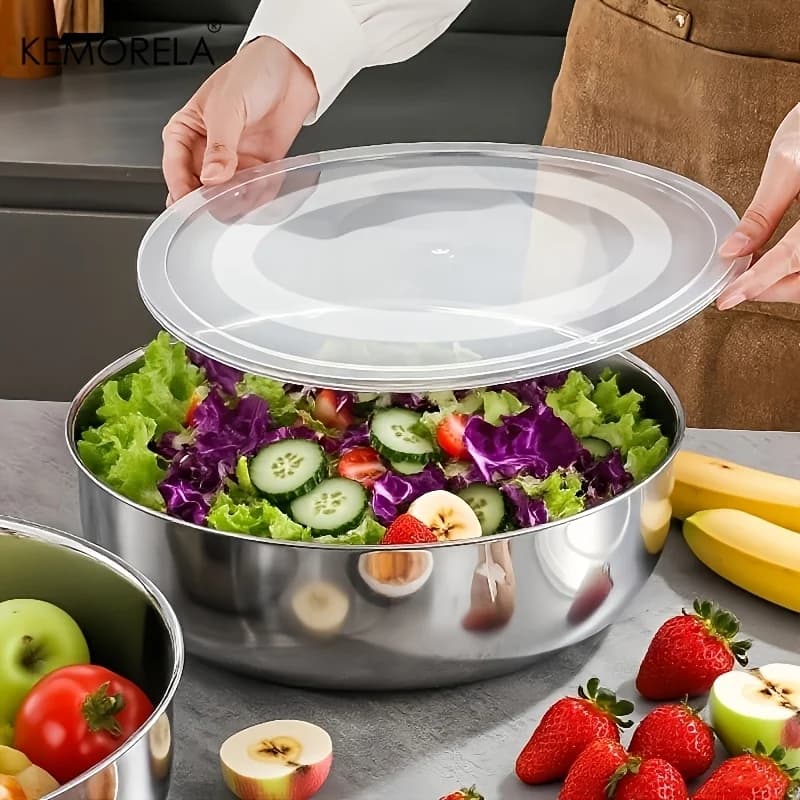 Large Stainless Steel Mixing Bowls Multifunctional for Dough Salads And Soups Noodles Washing Vegetables And Cooking Soup