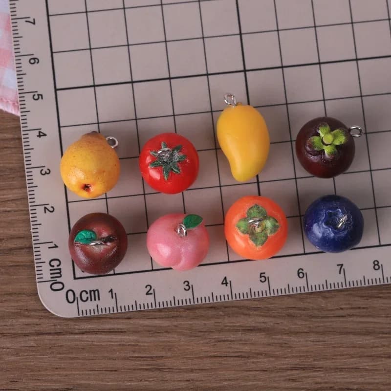 10Pcs Cute Mini Fruit Resin Charms Apple Pear Mango Tomato Pendants DIY Craft Findings for Earrings Keychains Handmade Jewelry