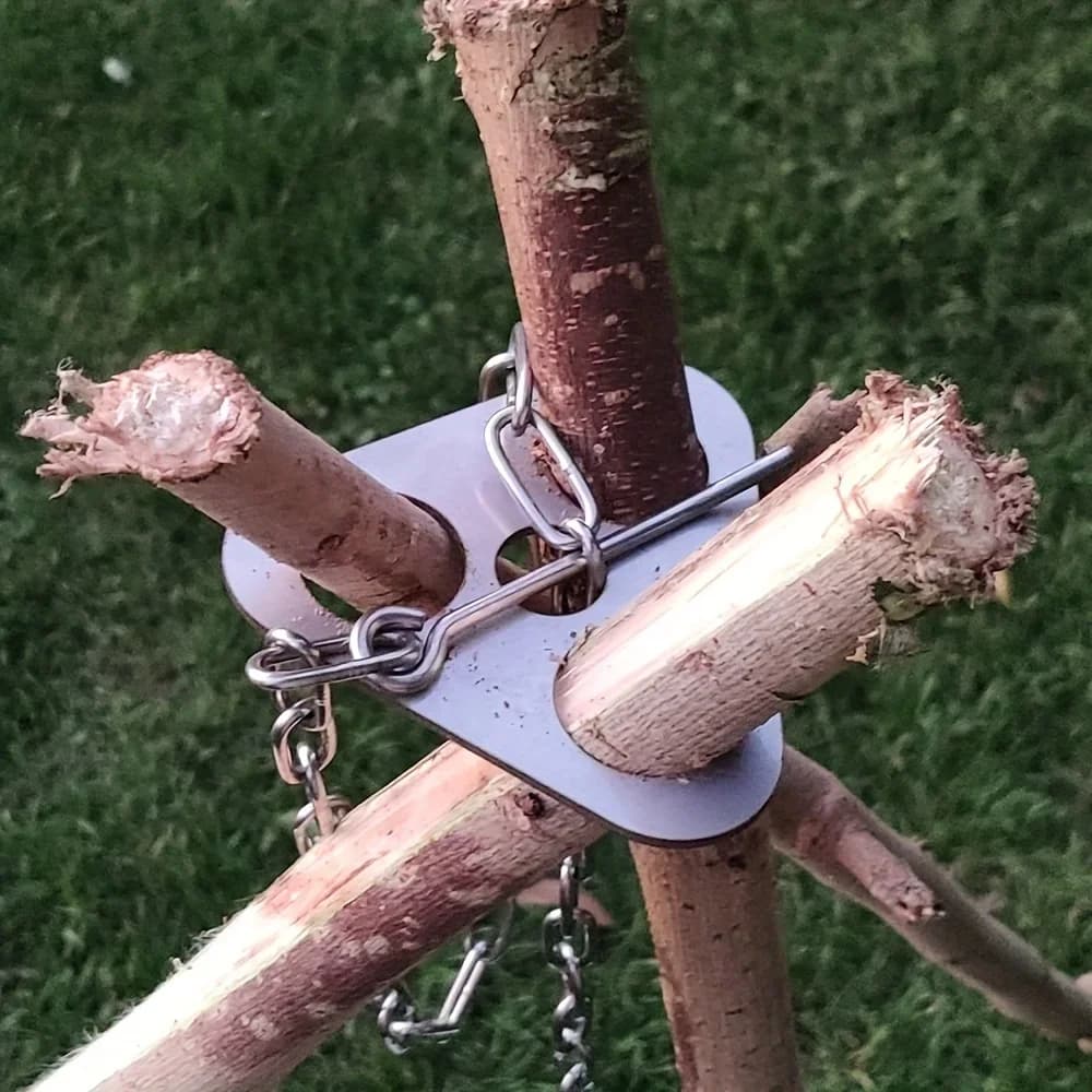 Set of barbecue tripod for outdoor barbecue, portable, detachable, for hanging, stainless steel, for camping bonfire