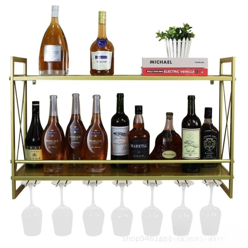 Portabottiglie industriale da parete con etichetta per vino rosso Portabottiglie da vino multifunzionale da parete in metallo Vetro