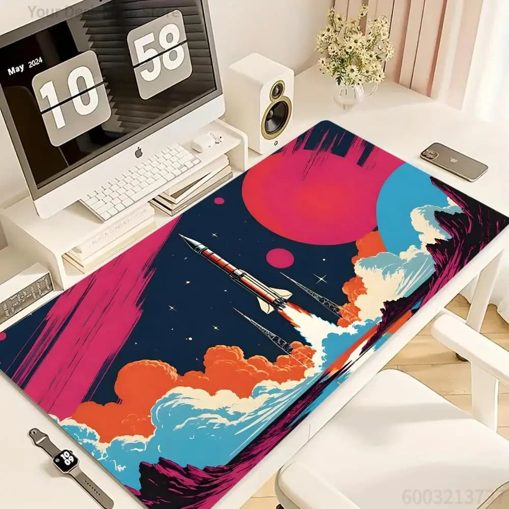 Anime Space Shuttle Mouse Pad / Computer Accessories Office Game Table Mats Rubber Anti-slip Gaming Keyboard Mousepad Desk Pads