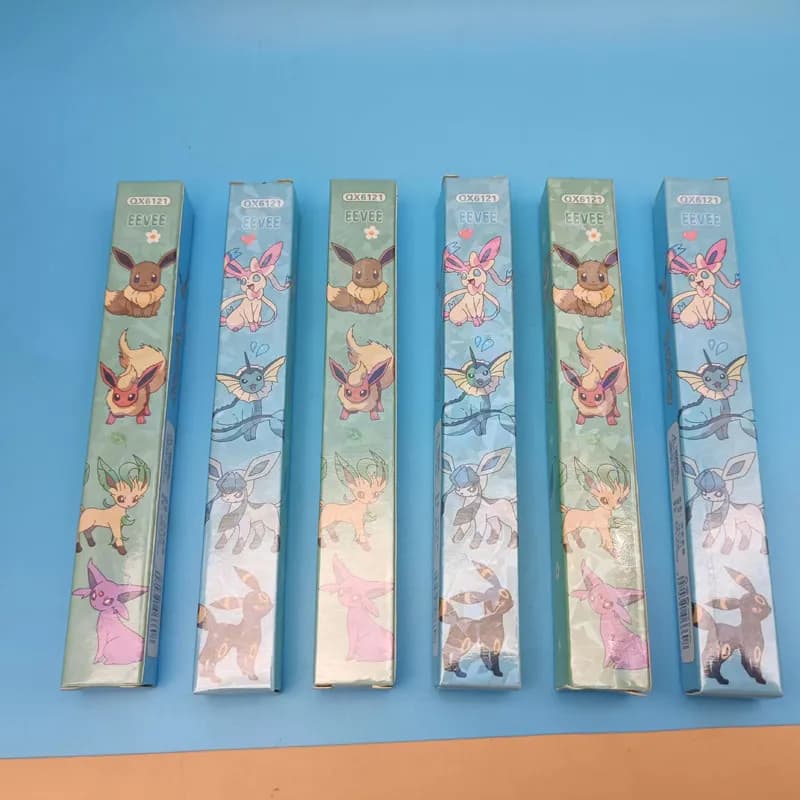 6 pz Pokemon Penne Gel Carino Eeveelution 0.5mm Penna Nera Cieca Scatola Studente Kawaii Materiale Scolastico di Cancelleria Regali A Sorpresa