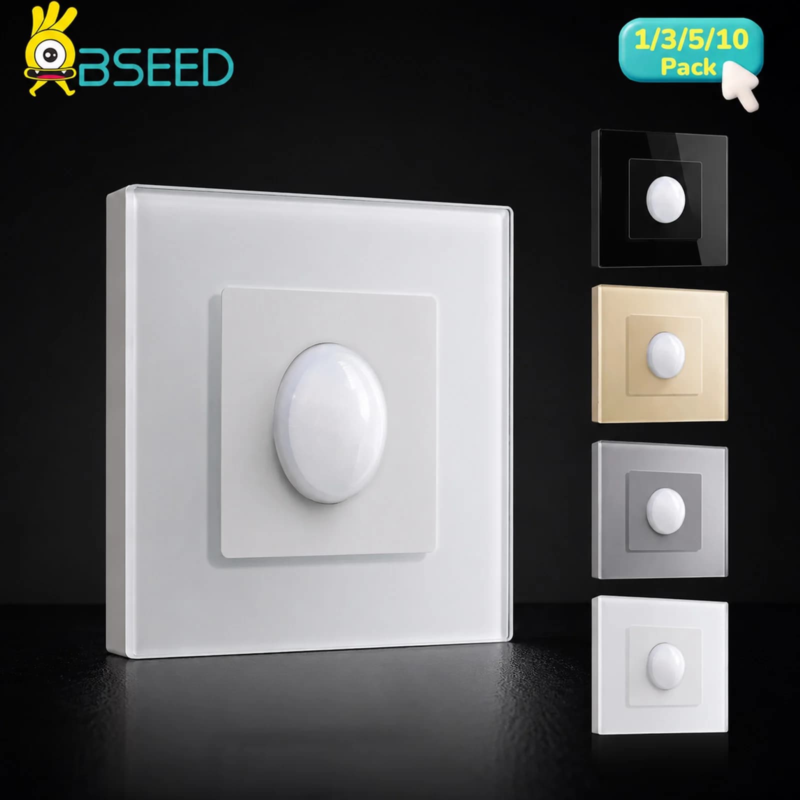BSEED PIR Infrared Motion Body Sensor Switch Motion Sensor Glass Mechanical Wall Mounted Switches EU Standard LED Light Switches