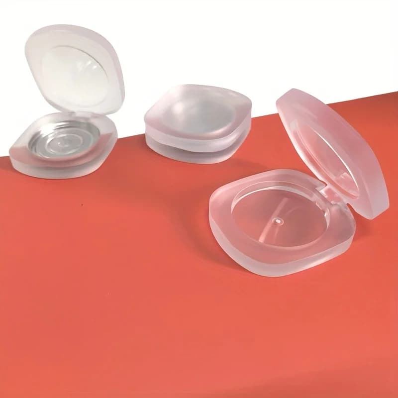 3 contenitori compatti in plastica ricaricabili, trasparenti, con coperchio ribaltabile, a scomparto singolo, per balsamo solido, ombretto, blush, per viaggio