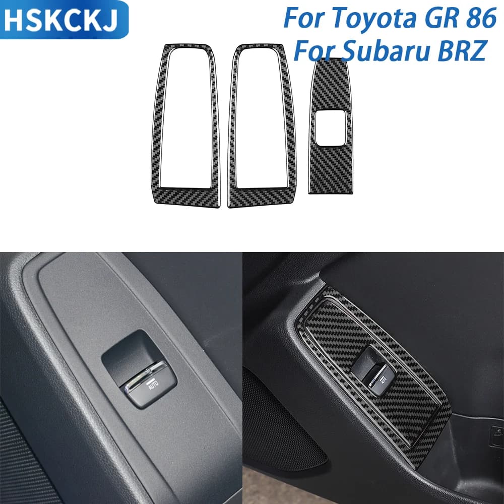 Per Toyota GR 86 e Subaru BRZ 2020+ Adesivo in Vera Fibra di Carbonio per Interni, Pannello Decorativo per Interruttore Alzacristalli