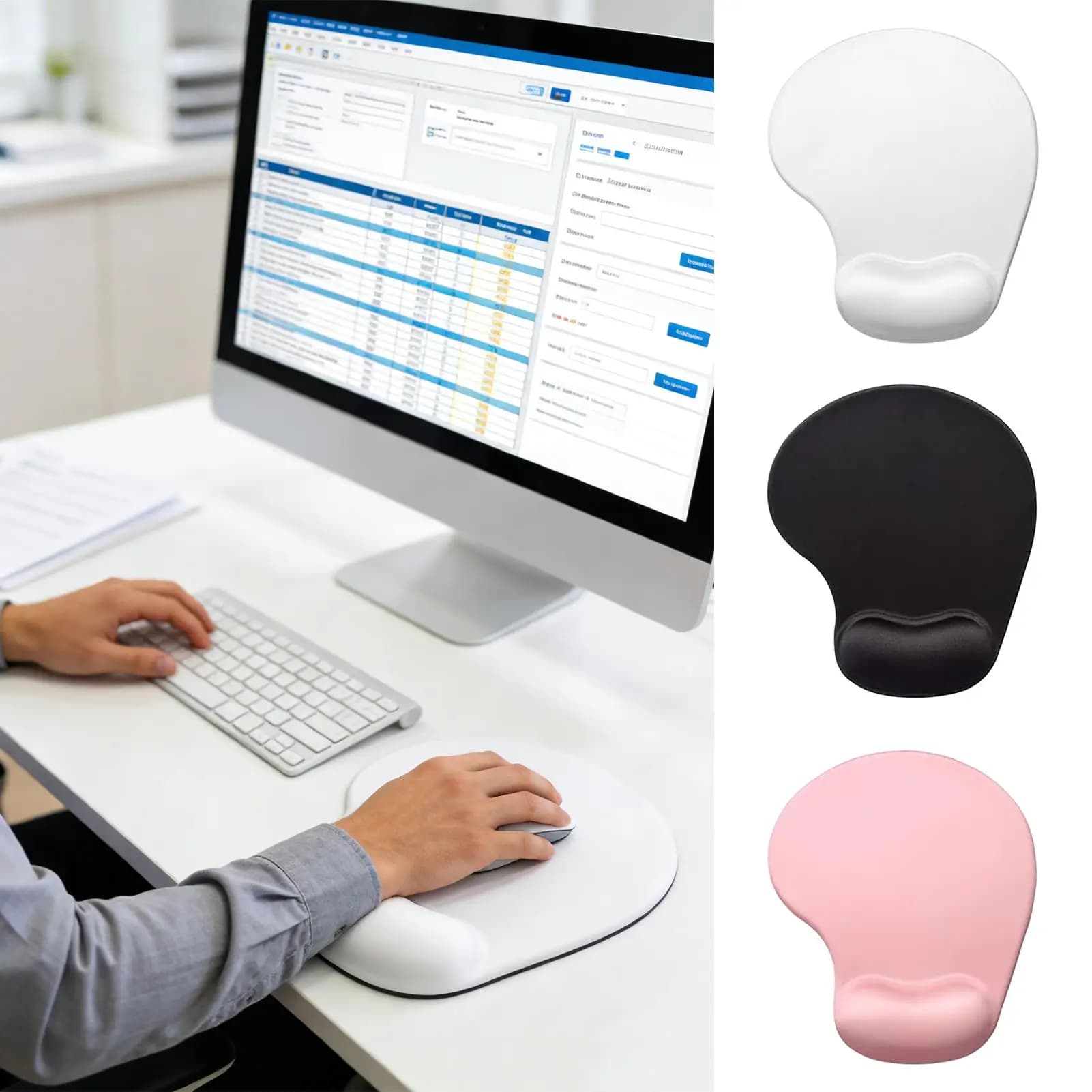 Tappetino per mouse con poggiapolsi ergonomico antiscivolo, supporto ergonomico per mouse, per giochi, studio, laptop, computer, ufficio, casa