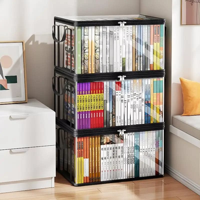 Scatola portaoggetti in PVC trasparente con finestra e coperchio ribaltabile, multiuso per giocattoli e oggetti quotidiani