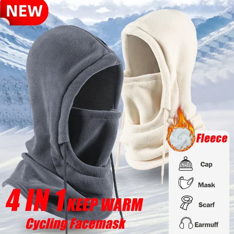 4 in 1 Cycling Windproof Cap New Winter Men Women Full Face Cover Fishing Hat with Mask Balaclava Hooded Neck Cycling Cap
