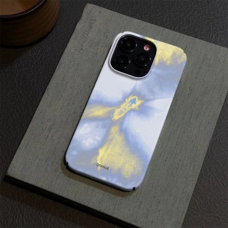 Stylish Gradient-colored Blue & Yellow Flow Grey Background Phone Case for iPhone 17 16 15 14 11 12 13 Pro Max Plus Back Cover