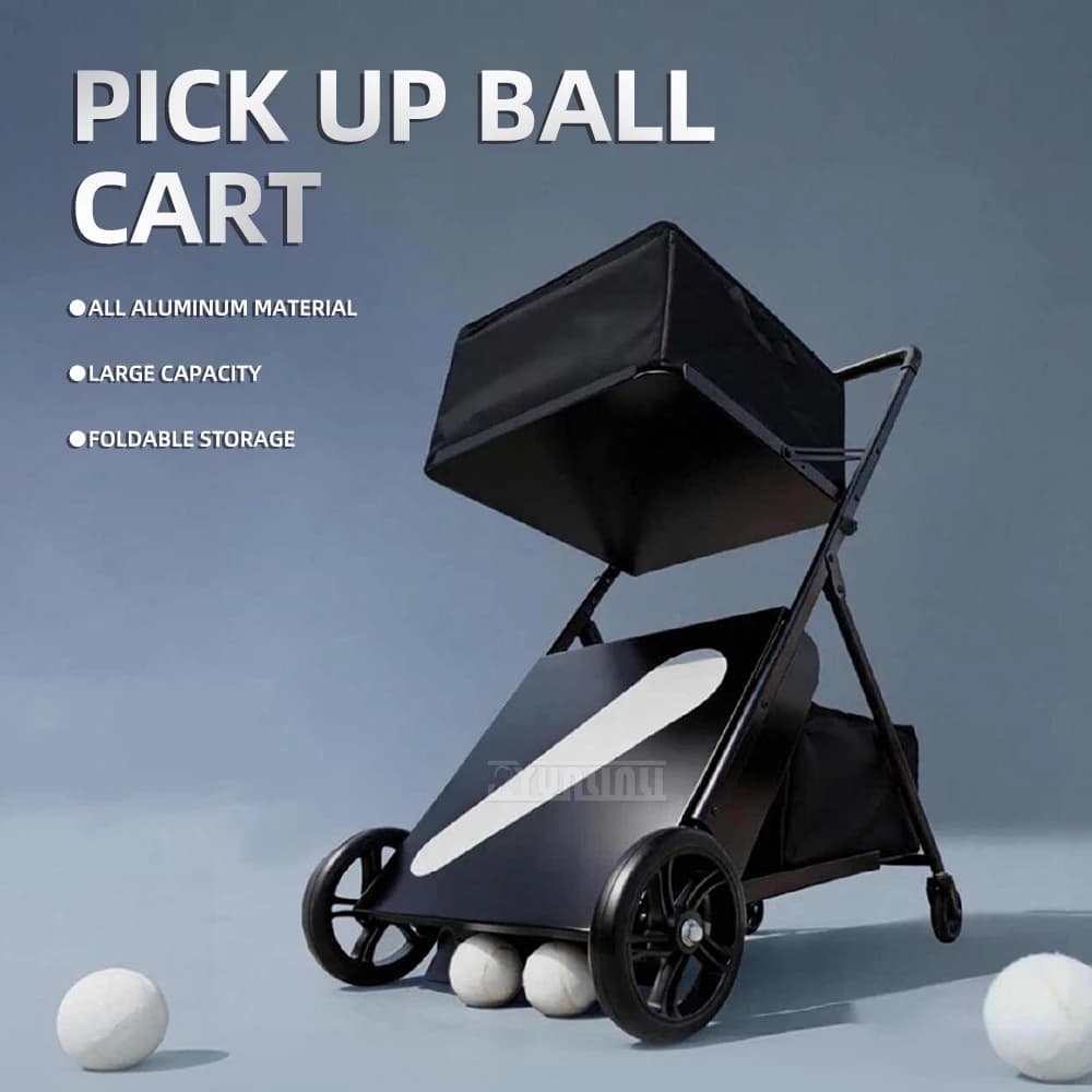Carrello raccoglipalline da tennis portatile e pieghevole per allenamento