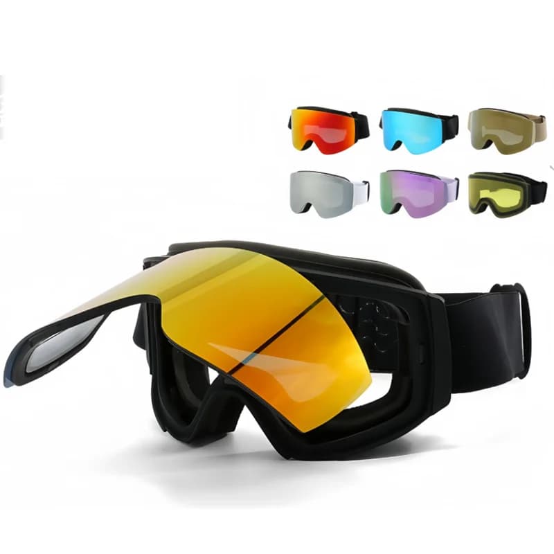 Occhiali da sci con montatura nera e lenti dinamiche trasparenti Protezione antiappannamento UV 400 Occhiali da snowboard e da sci Maschera da sci regalo