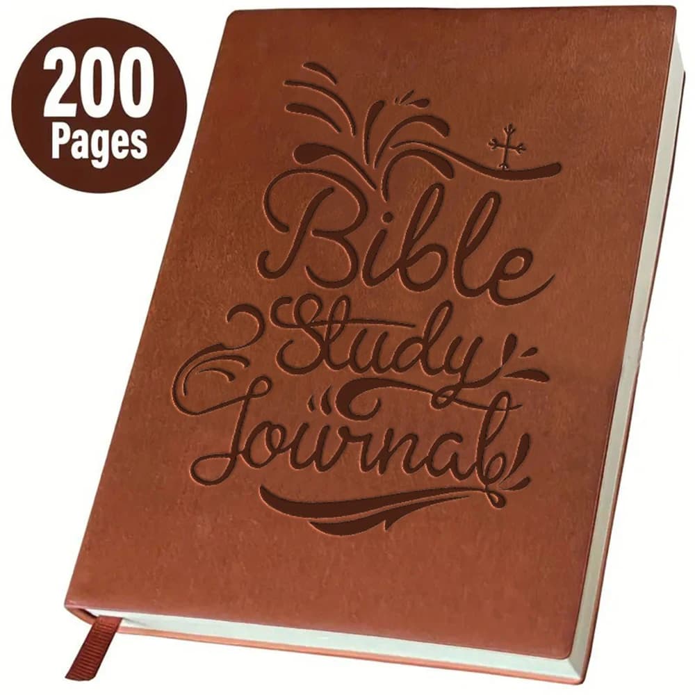 Bible Study Journal Notebook Embossed Faux Leather Christian Devotional Diary with Bookmark Ribbon Scripture Devotion Diary