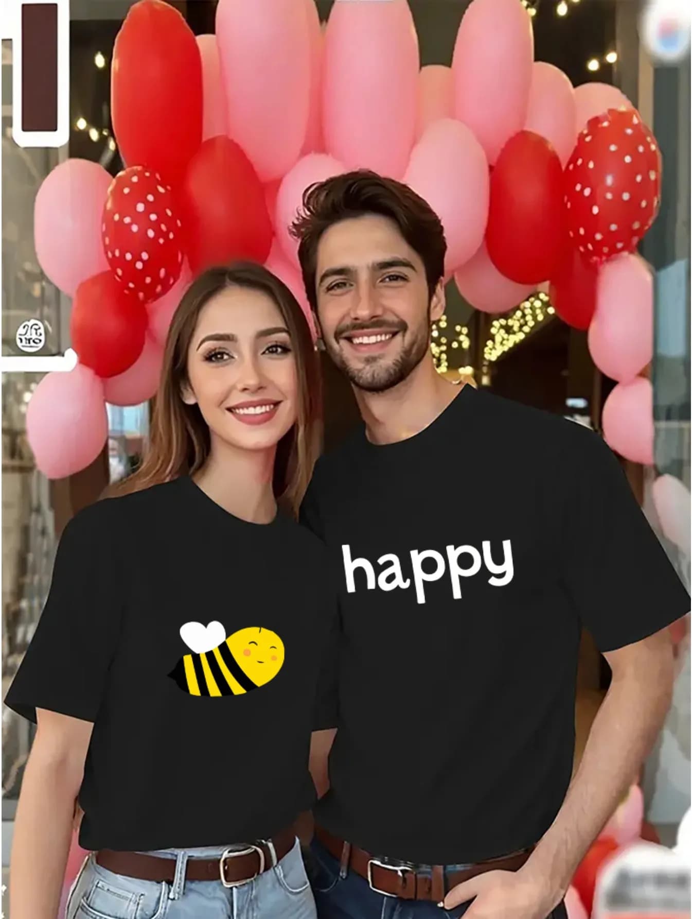 T-shirt con colletto a maniche stampate per coppia, top casual a maniche corte per coppia primaverile ed estiva, uomini e donne acquistano separatamente