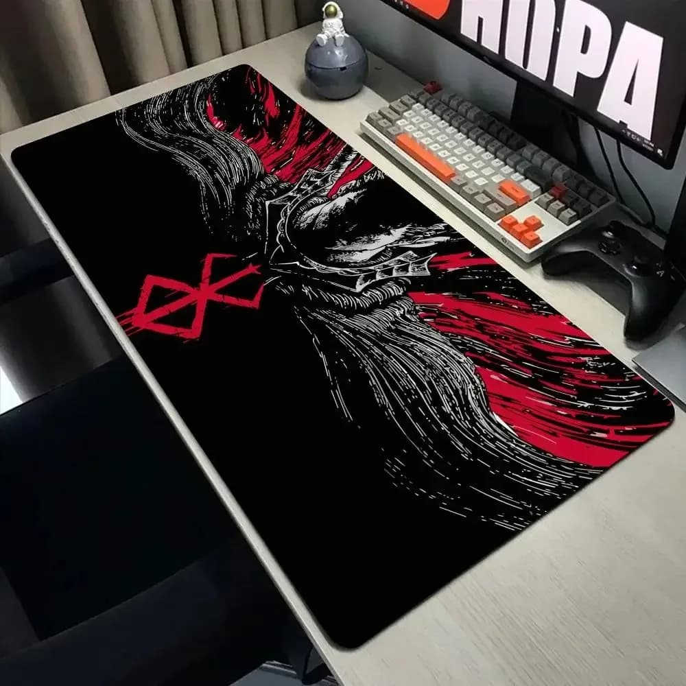 Tappetino da Scrivania XXL Black Swordsman, Grande Tappetino per Mouse da Gaming con Motivo Spada, Base Antiscivolo in Gomma, per PC Laptop Tastiera Ufficio