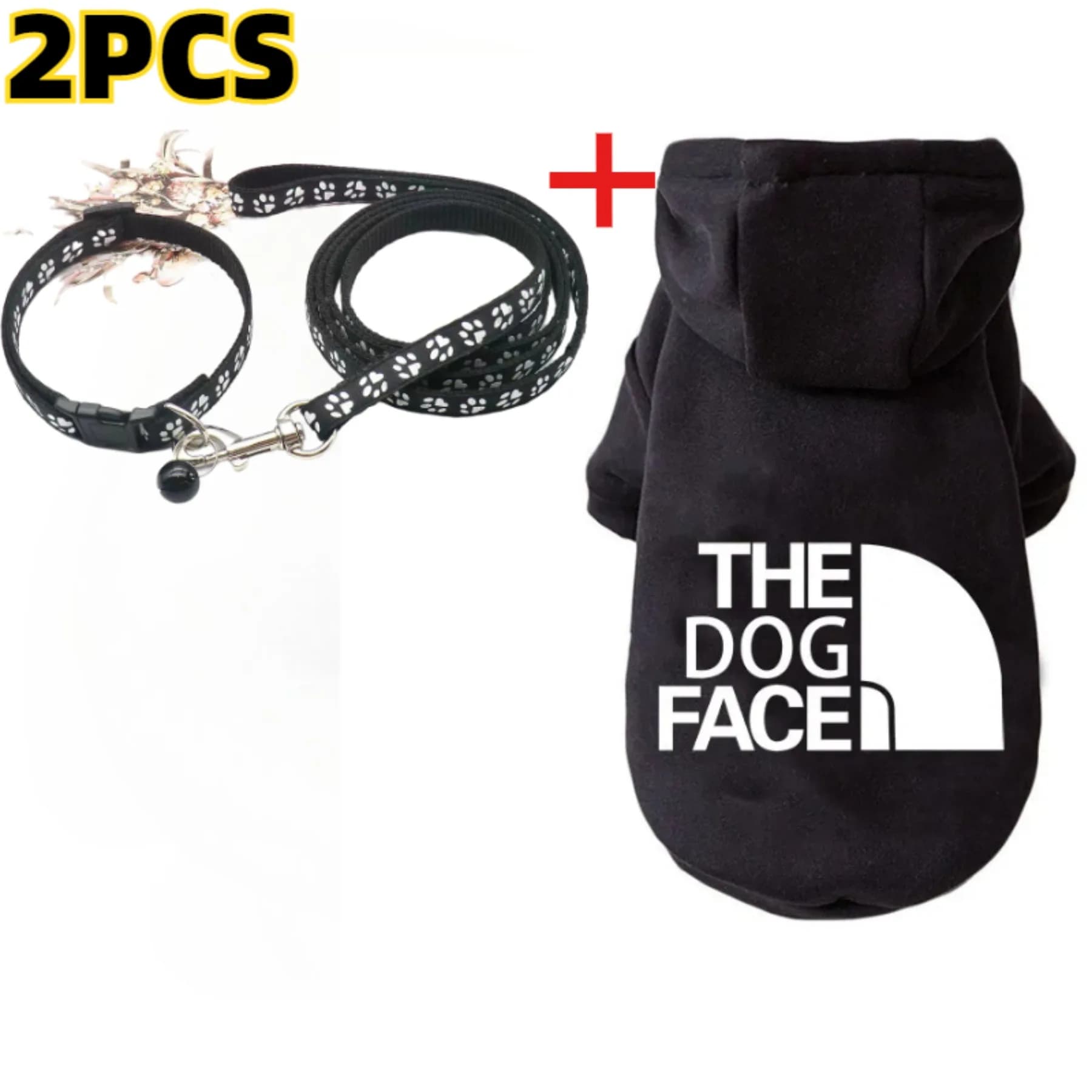 2 Pezzi Felpe con Cappuccio e Guinzaglio per Animali Domestici, Abbigliamento Invernale Caldo per Cani di Taglia Grande, Moda per Cani, Costume per Chihuahua e Bulldog Francese