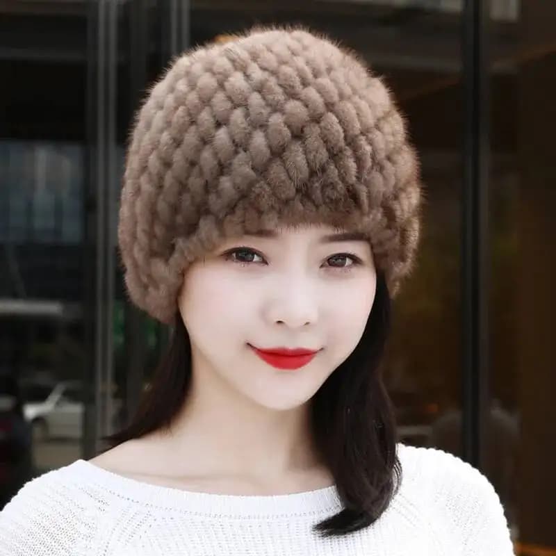 2025 Vera Pelliccia di Visone Cappello Per Le Donne di Inverno di Lusso Kintted Berretto Da Neve Femminile Geninue Russo Berretti Berretto di Pelliccia Reale Cappello Caldo Naturale