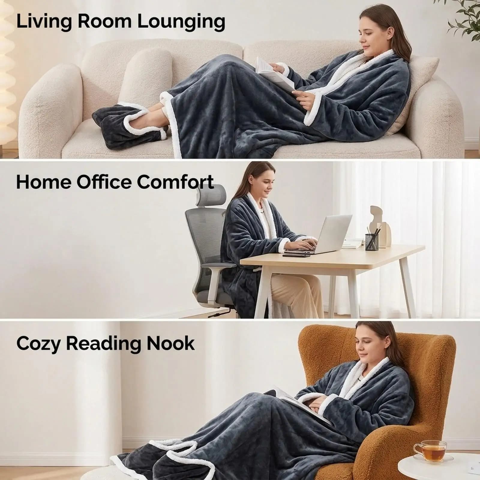 Wearable Heated Blanket with 8 Heat Settings Comfortable Auto Shut Off Professional Gift with Sleeves Electric Throw Blanket